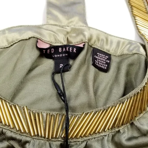 TED BAKER LONDON | Simian Sequin Detail Top Khaki - Picture 3 of 13